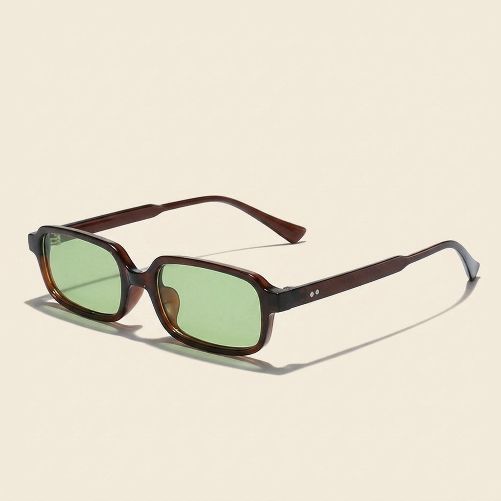 The Riviera zonnebril — bruin montuur met groene glazen